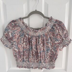 J. Crew Liberty of London Floral Smocked Crop Top